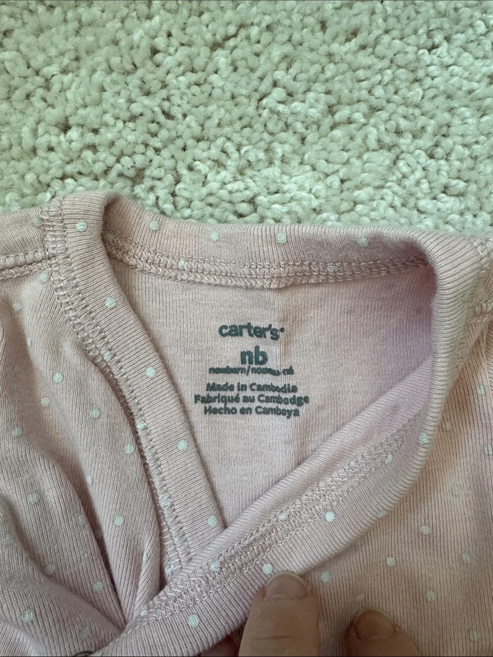 Carter's Light Pink Dot Footed One-Piece with Knotted Hat